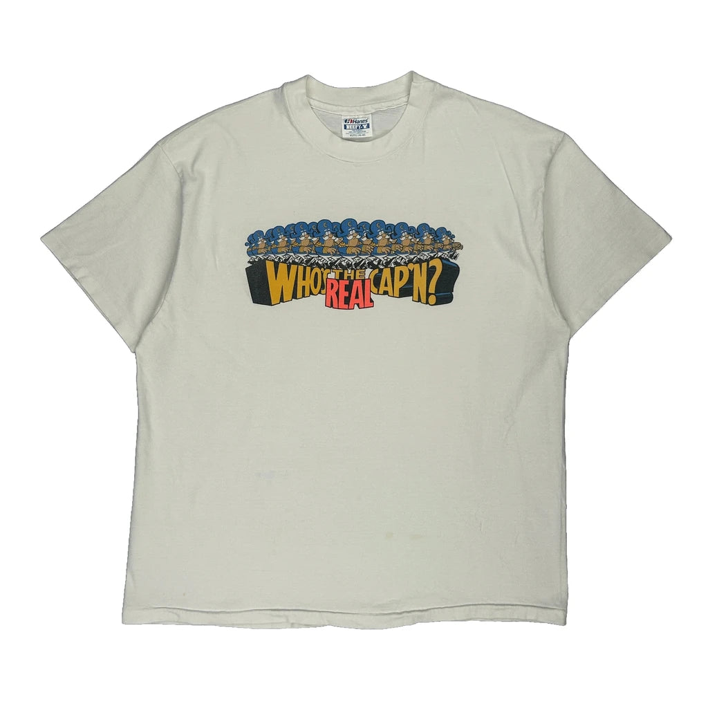 image of Single Stitch Made In Usa Hanes Graphic T-Shirt - XL White Cotton