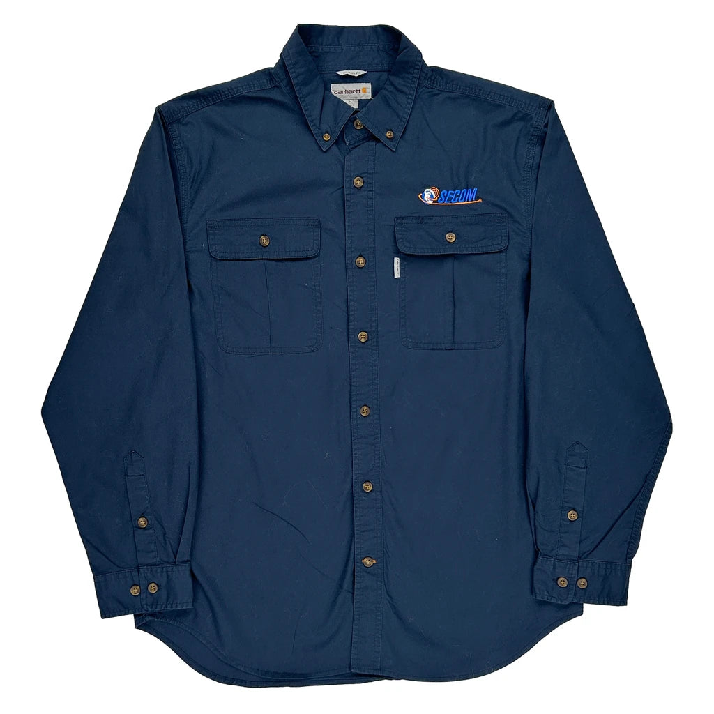 image of Secom Logo Carhartt Collared Shirt - Large Blue Cotton Blend