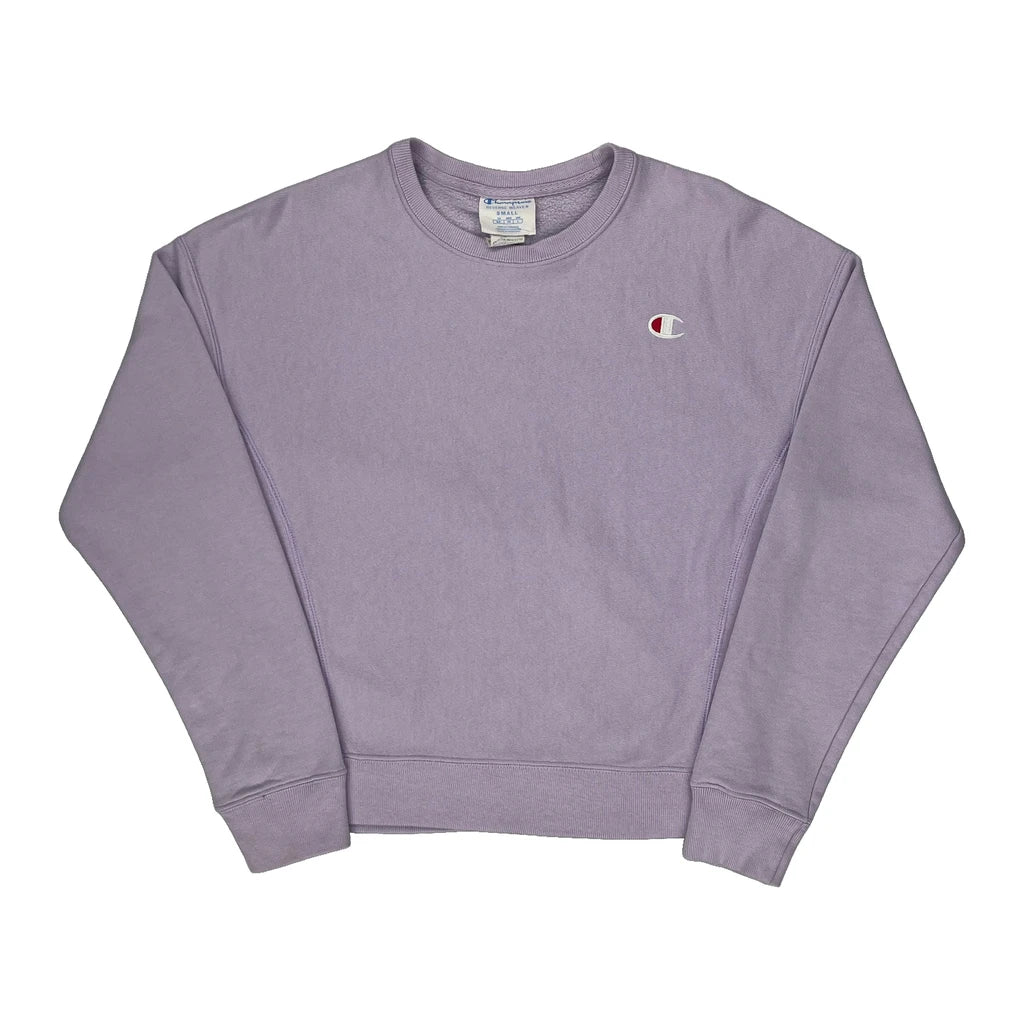 image of Reverse Weave Champion Sweatshirt - Small Purple Cotton Blend