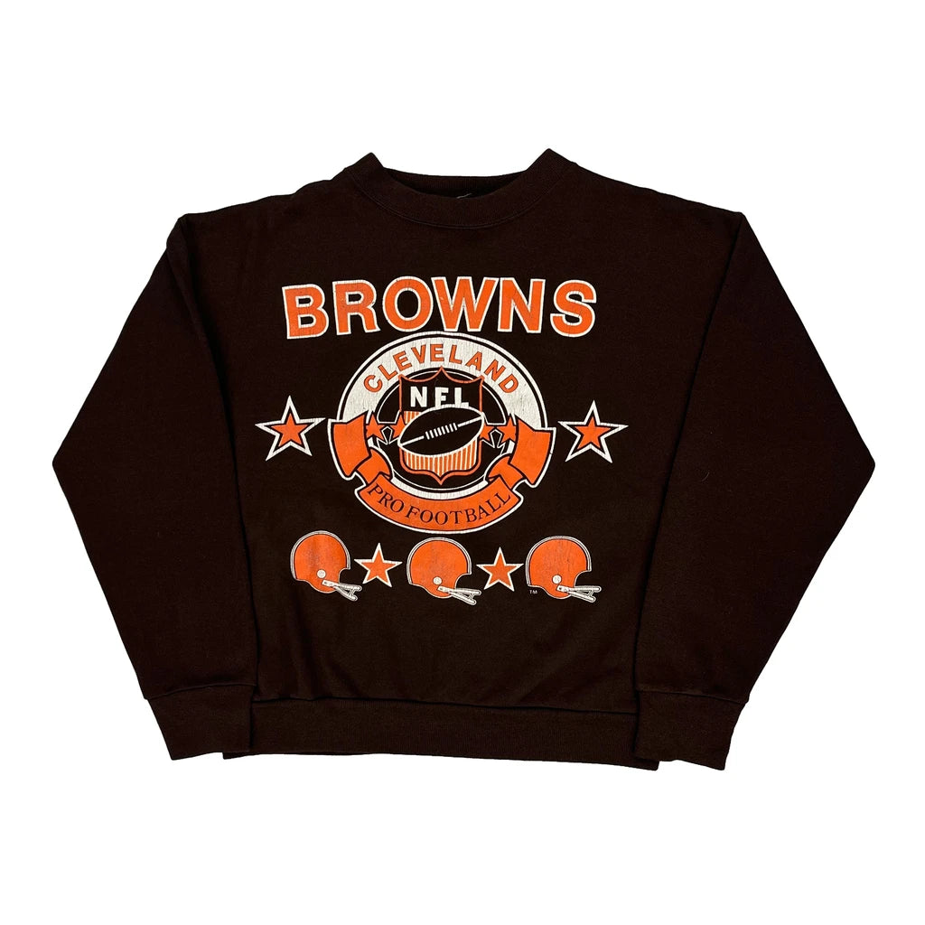 image of Cleveland Browns Made In Usa Logo 7 Nfl Sweatshirt - Medium Brown Cotton