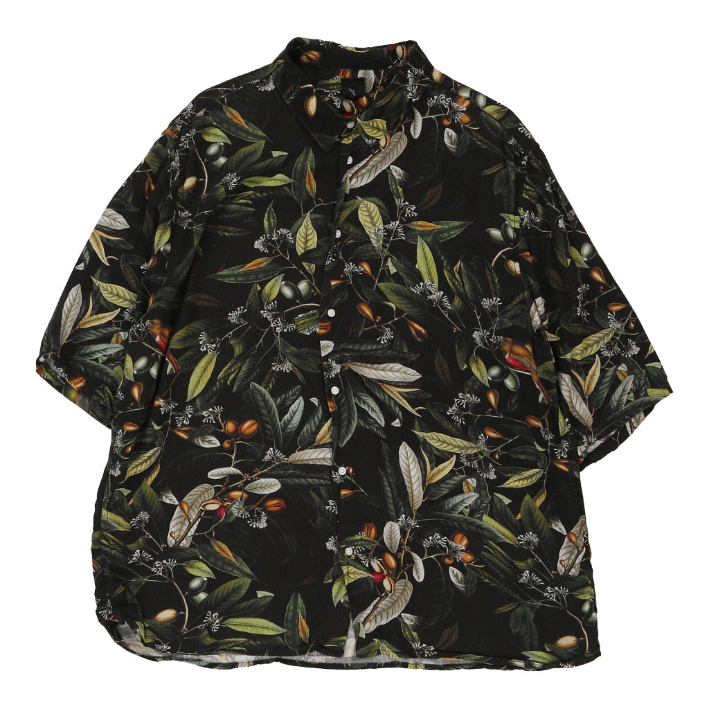 image of H&M Floral Hawaiian Shirt - XL Black Viscose