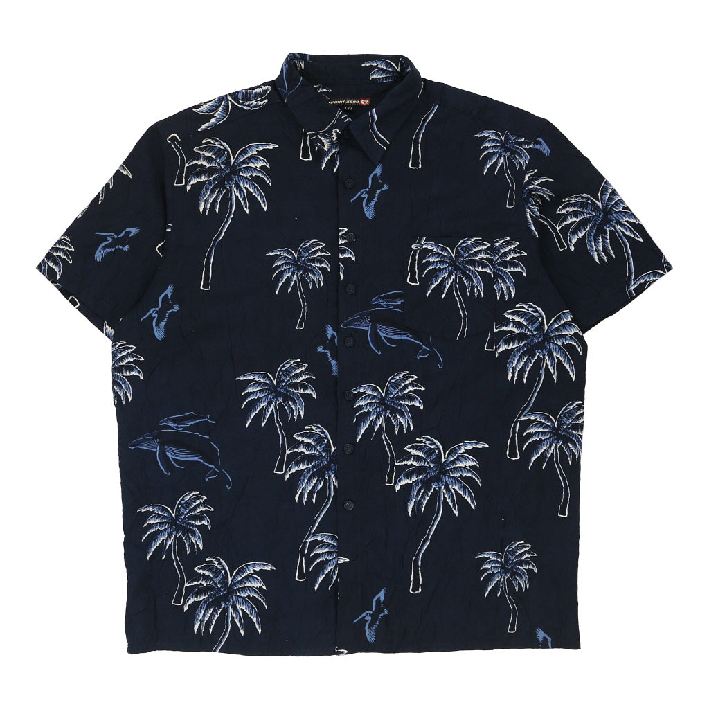 image of Point Zero Hawaiian Shirt - Large Navy Viscose