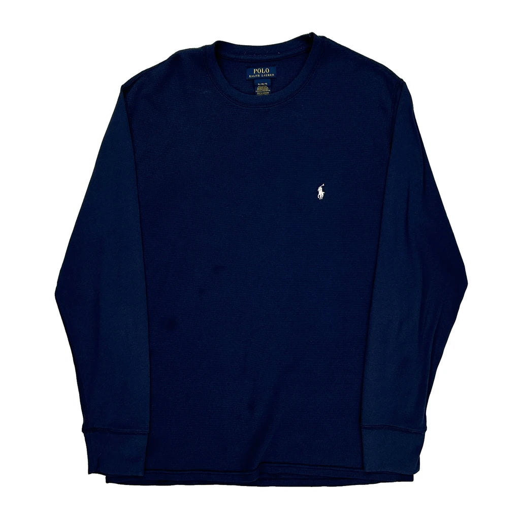 image of Ralph Lauren Long Sleeve T-Shirt - XL Navy Cotton Blend