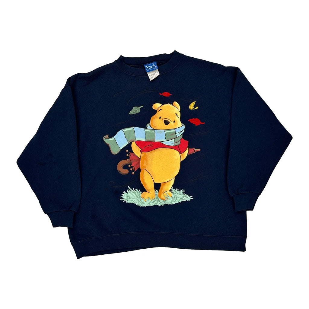 image of Winnie The Pooh Disney Graphic Sweatshirt - Large Navy Cotton Blend
