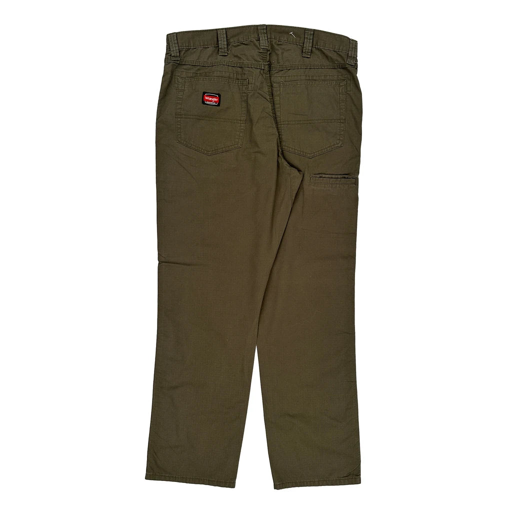 image of Wrangler Trousers - 36W 32L Khaki Cotton