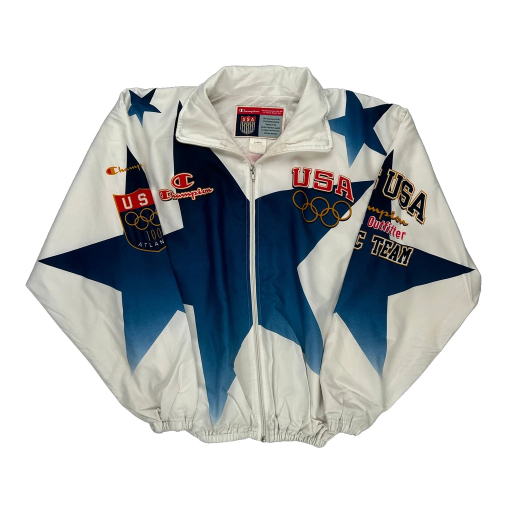 image of 1996 Usa Olympics Champion Graphic Jacket - XL Blue Polyester
