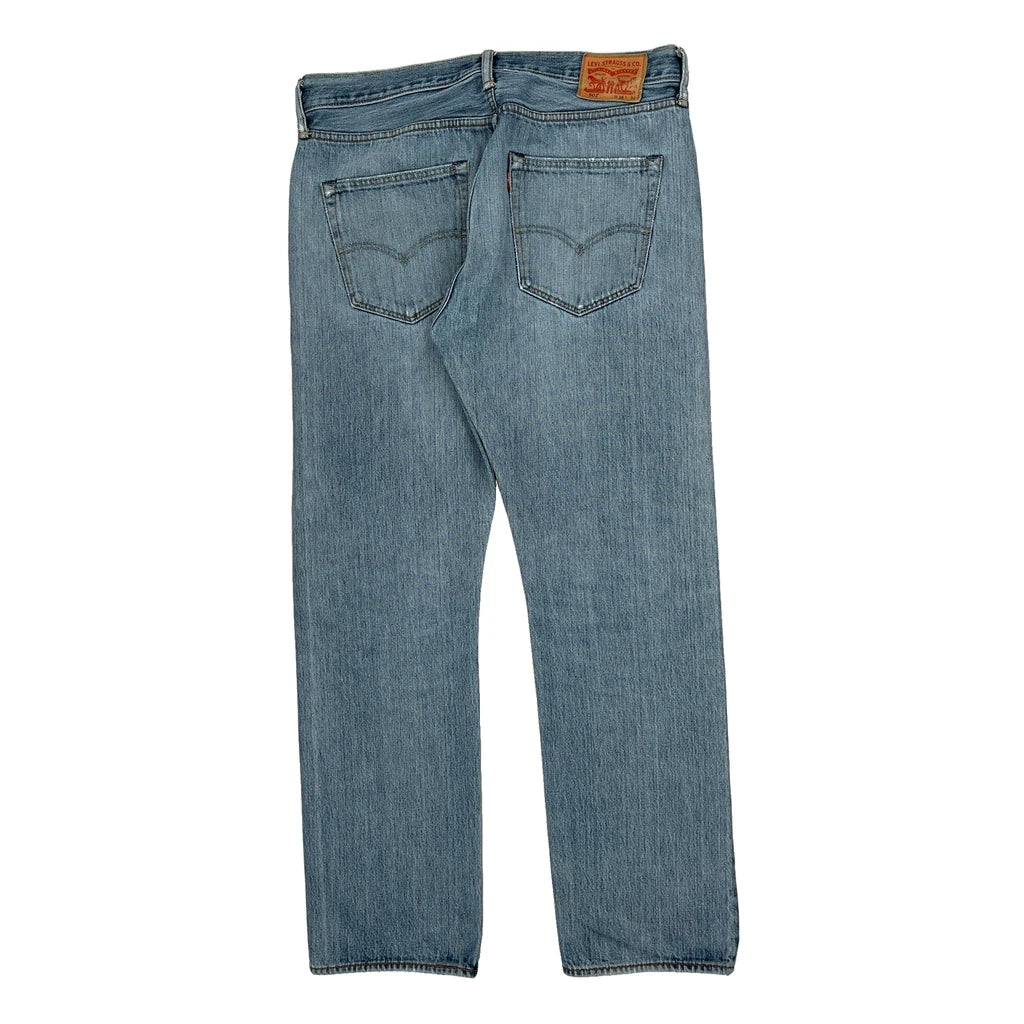 image of 501 Levis Jeans - 36W 31L Light Wash Denim