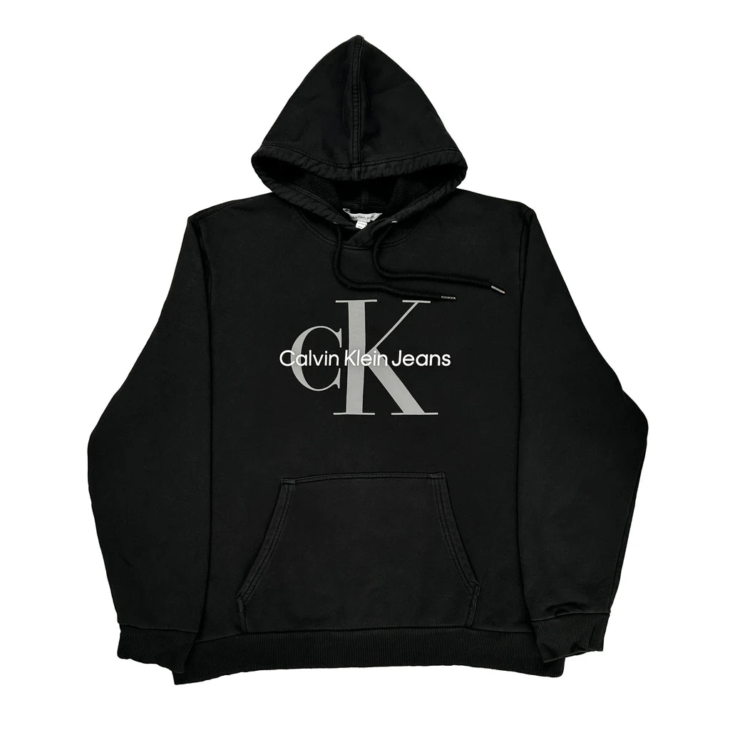 image of Calvin Klein Jeans Spellout Hoodie - 2XL Black Polyester