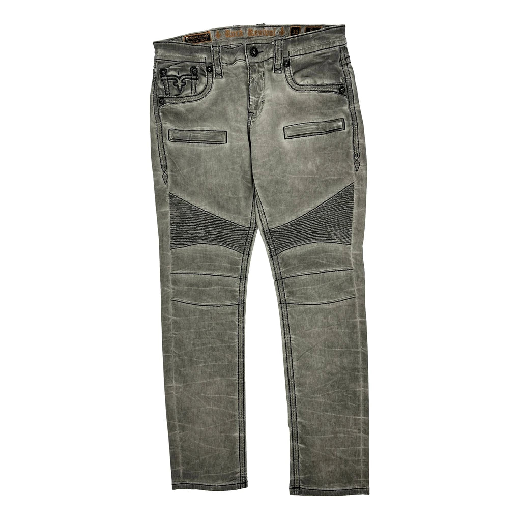 image of Hip Hop Rock Revival Slim Fit Jeans - 36W 33L Grey Cotton Blend