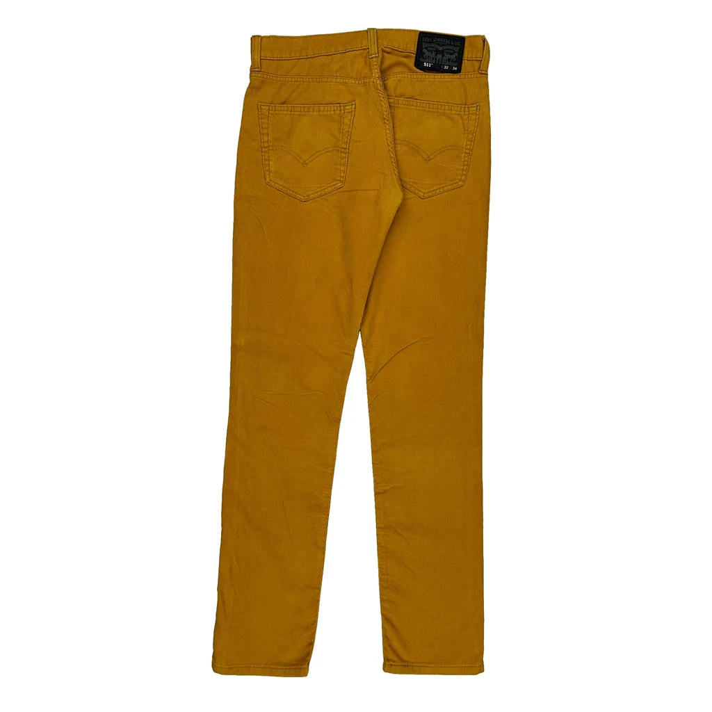 image of Levis Slim Fit Cord Trousers - 32″ Waist Yellow Cotton