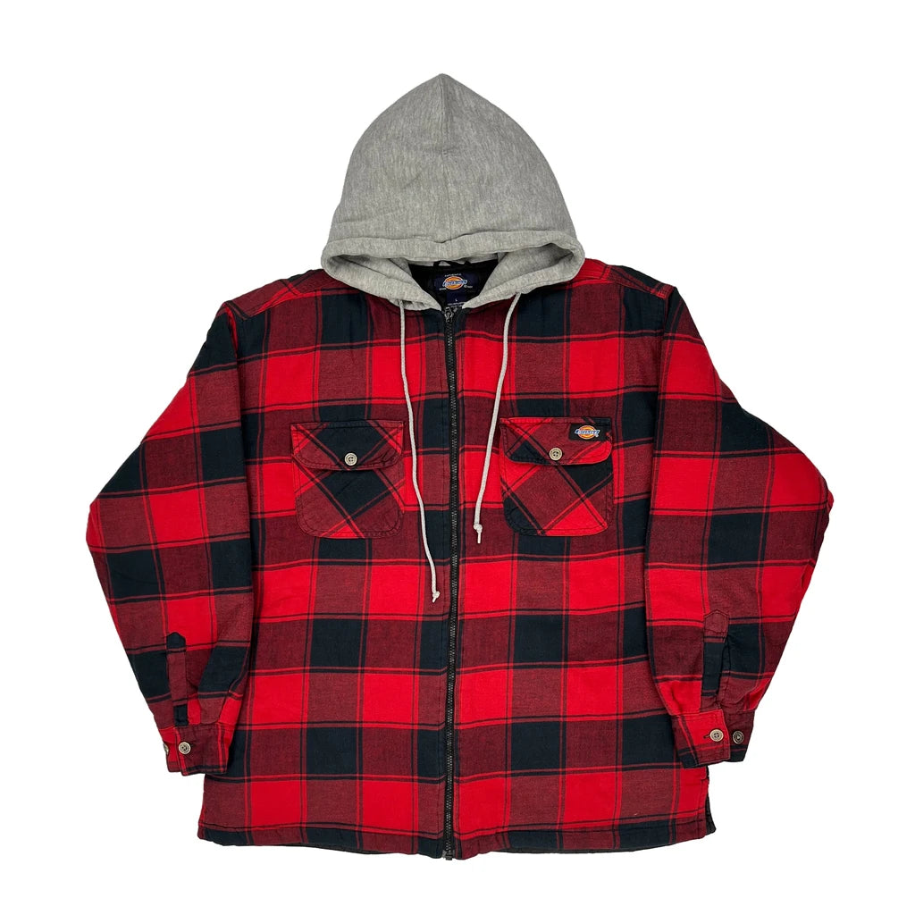 image of Dickies Checked Jacket - Large Red Cotton