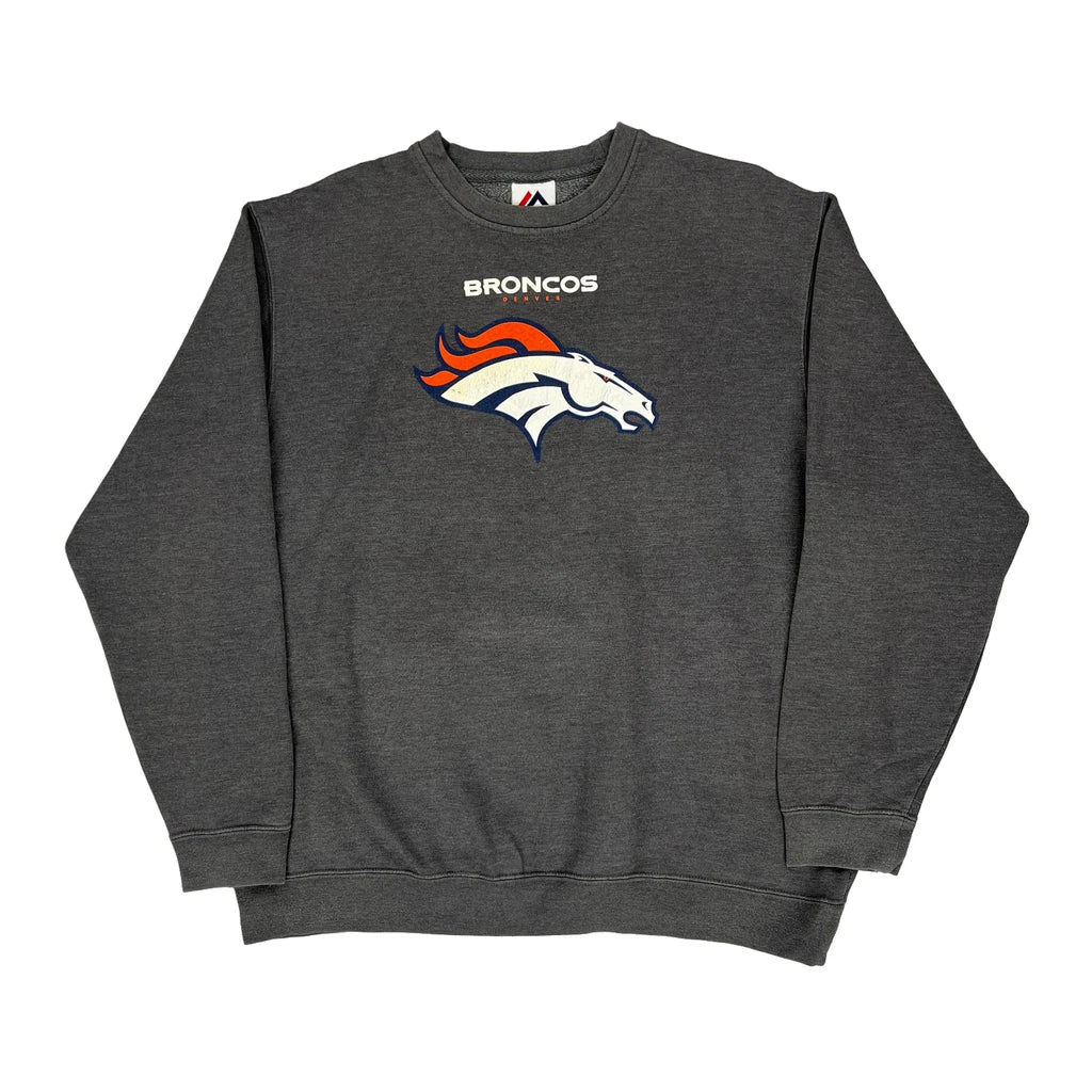 image of Denver Broncos Majestic Nfl Sweatshirt - XL Grey Cotton Blend
