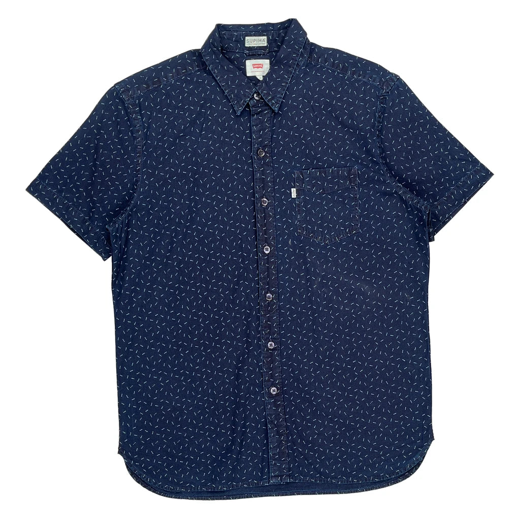 image of Levis Patterned Shirt - Medium Navy Cotton