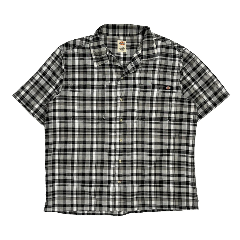 image of Dickies Checked Short Sleeve Shirt - 2XL Grey Cotton Blend