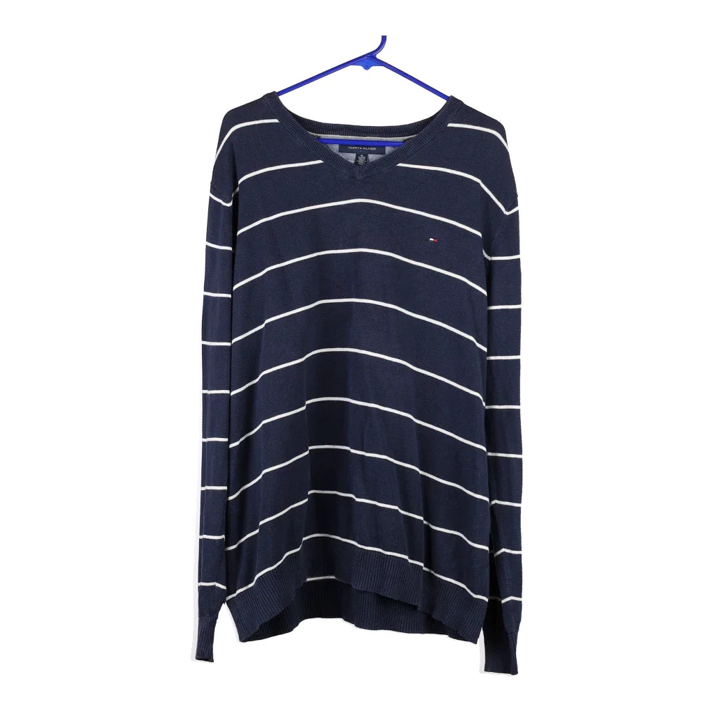 Image of Tommy Hilfiger Striped Jumper - XL Blue Cotton