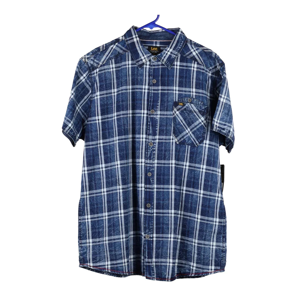 image of Lee Checked Short Sleeve Shirt - XL Blue Cotton