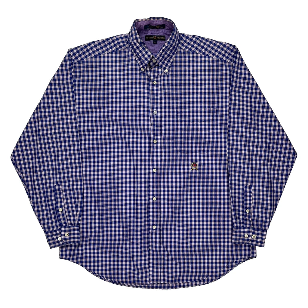 image of Tommy Hilfiger Checked Shirt - Large Blue Cotton