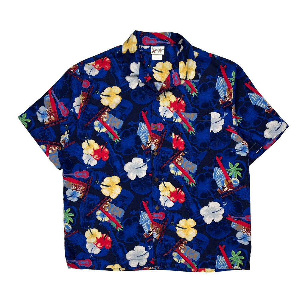 image of Disney Graphic Hawaiian Shirt - Large Blue Cotton
