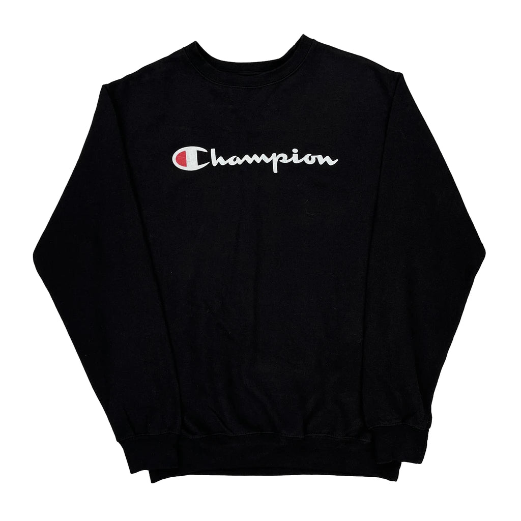 image of Champion Spellout Sweatshirt - Large Black Cotton Blend