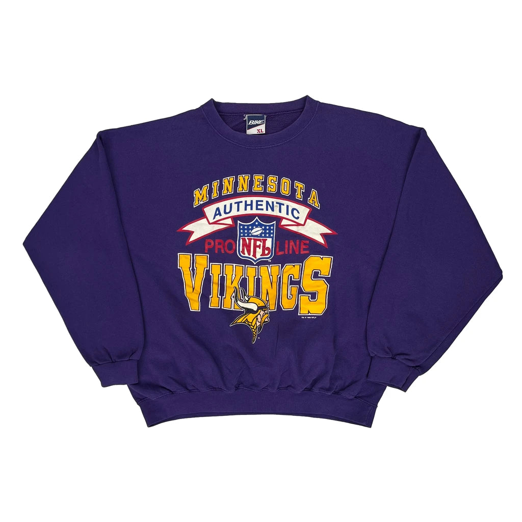 image of Minnesota Vikings Bike Nfl Sweatshirt - XL Purple Cotton