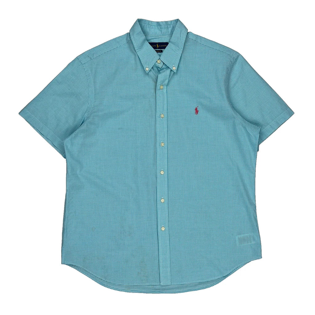 image of Ralph Lauren Checked Short Sleeve Shirt - XL Blue Cotton