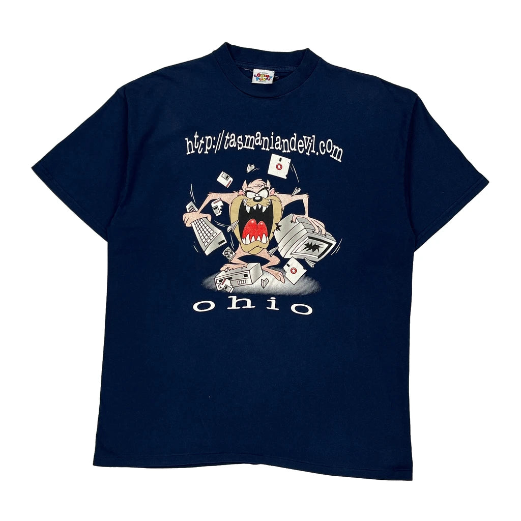 image of Tasmanian Devil Looney Tunes Graphic T-Shirt - XL Navy Cotton