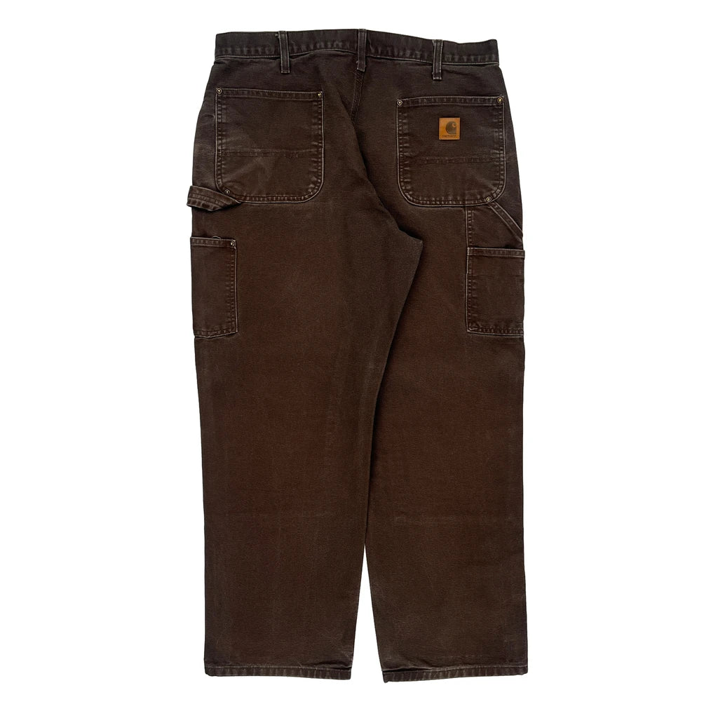 image of Workwear Carhartt Double Knee Carpenter Trousers - 35W 29L Brown Cotton