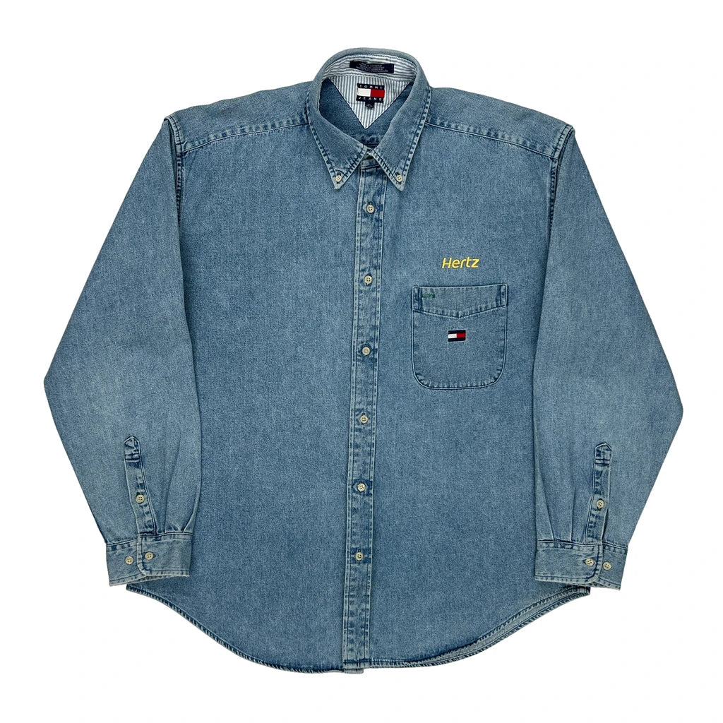image of Hertz Tommy Jeans Denim Shirt - XL Blue Cotton