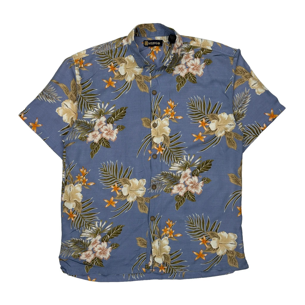 image of Wingo Hawaiian Shirt - Medium Blue Viscose