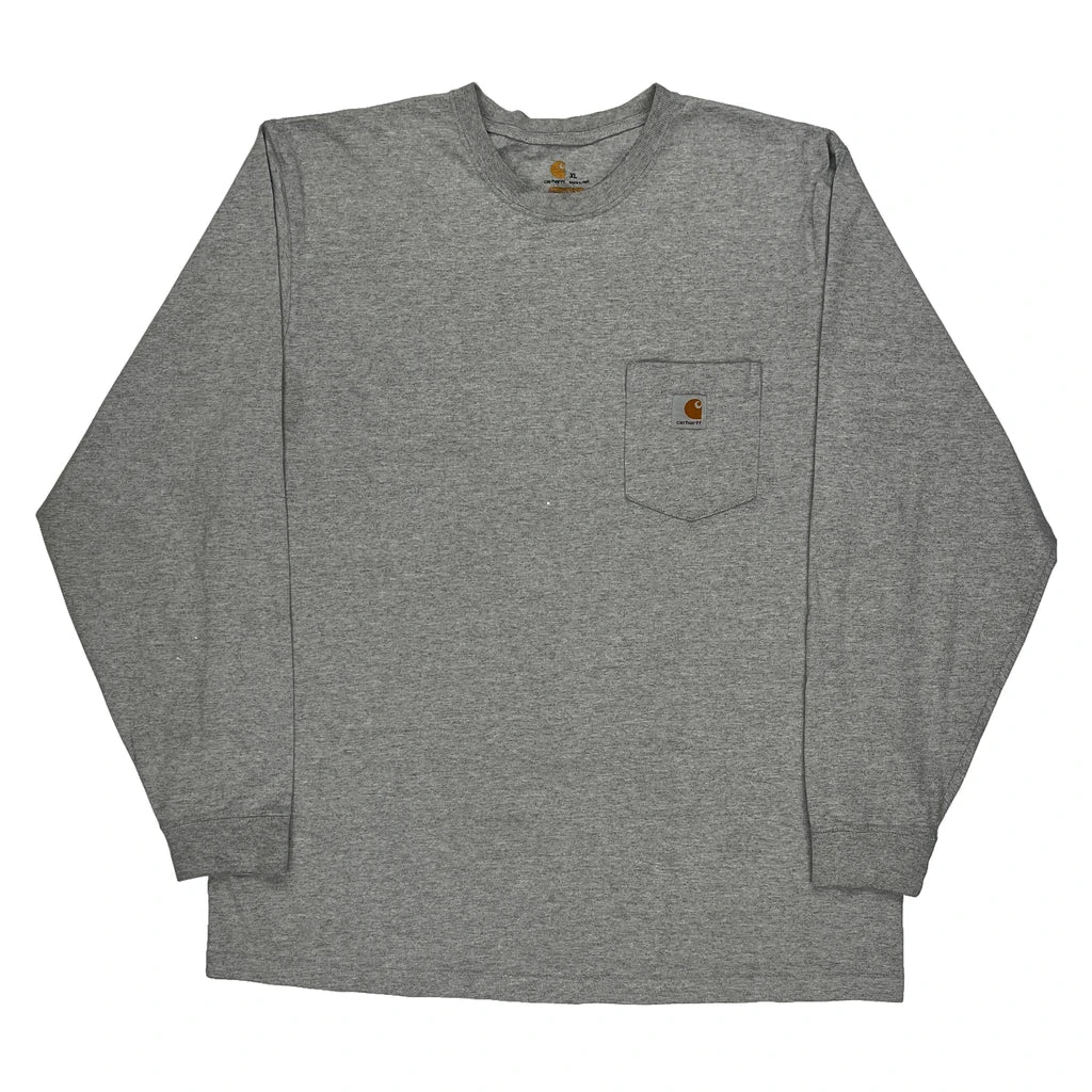 image of Pocket Carhartt Long Sleeve T-Shirt - XL Grey Cotton