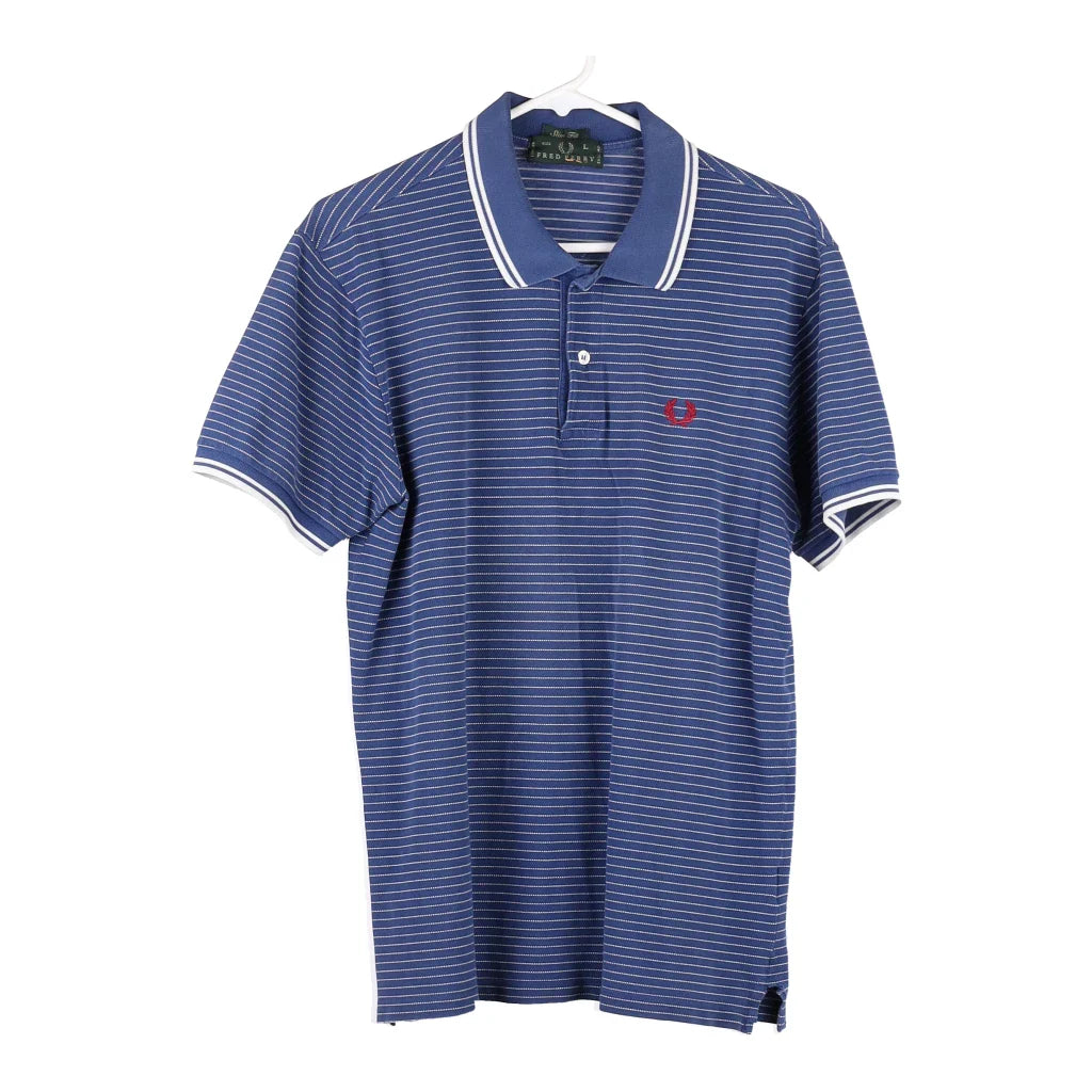 Image of Fred Perry Striped Polo Shirt - Large Blue Cotton