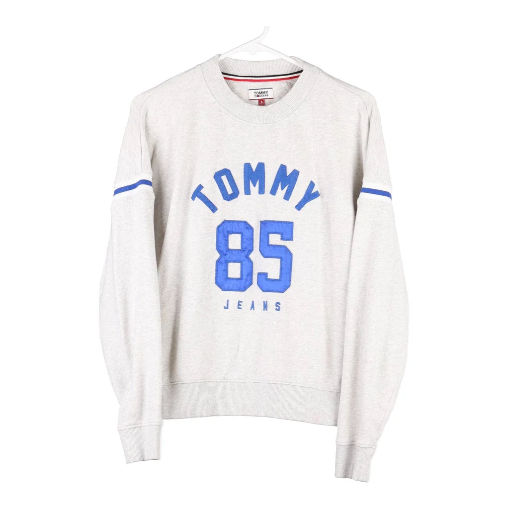 image of Tommy Jeans Spellout Sweatshirt - Small Grey Cotton