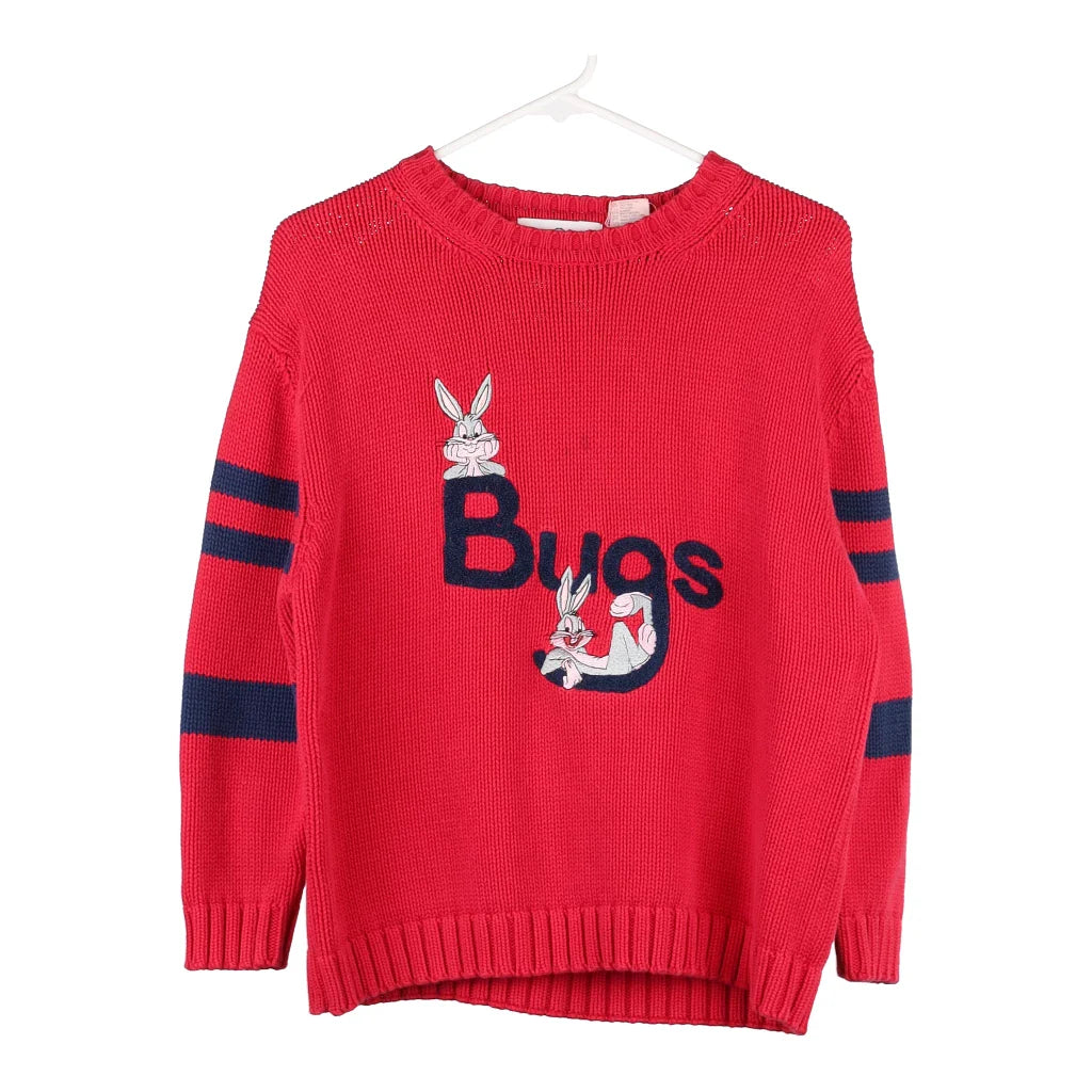 image of Age 12-13 Bugs Bunny Warner Bros Embroidered Jumper - Large Red Cotton