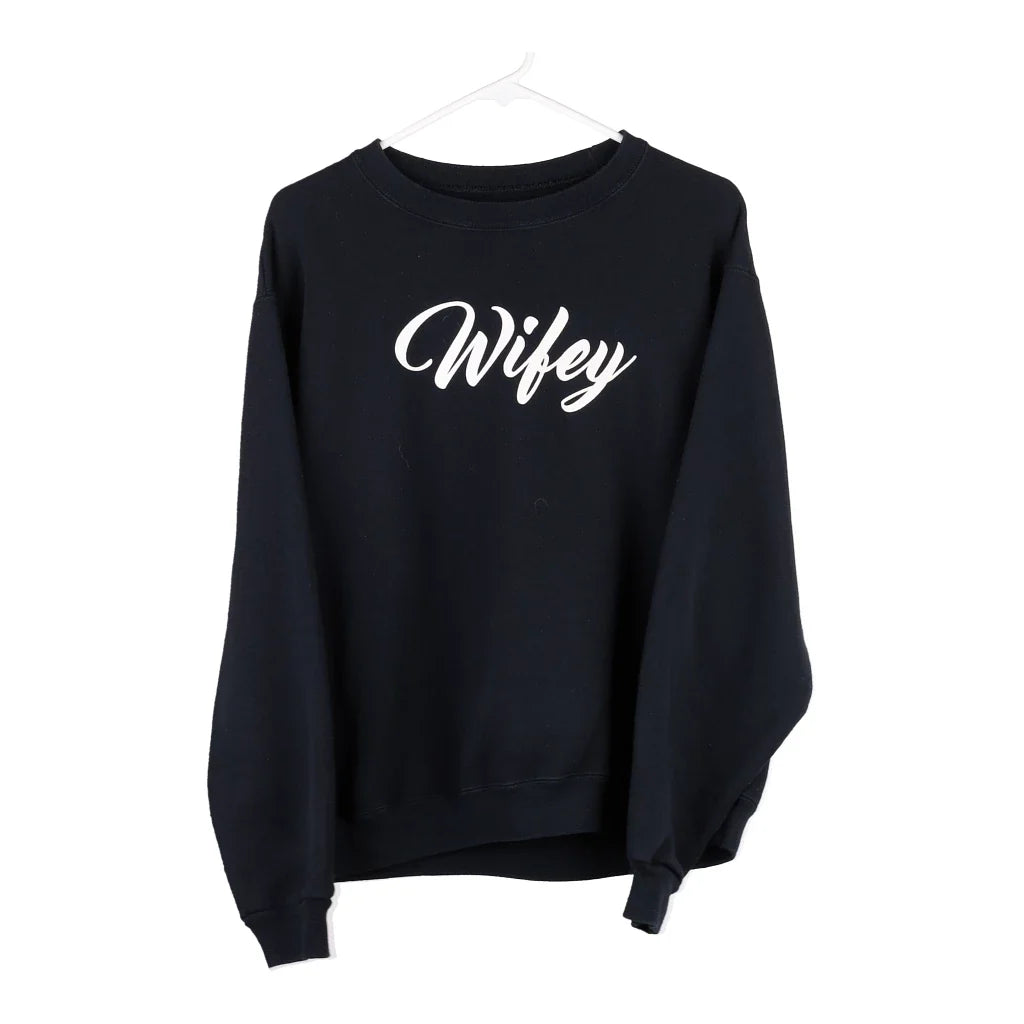 Image of Wifey Fruit Of The Loom Sweatshirt - Medium Black Cotton Blend