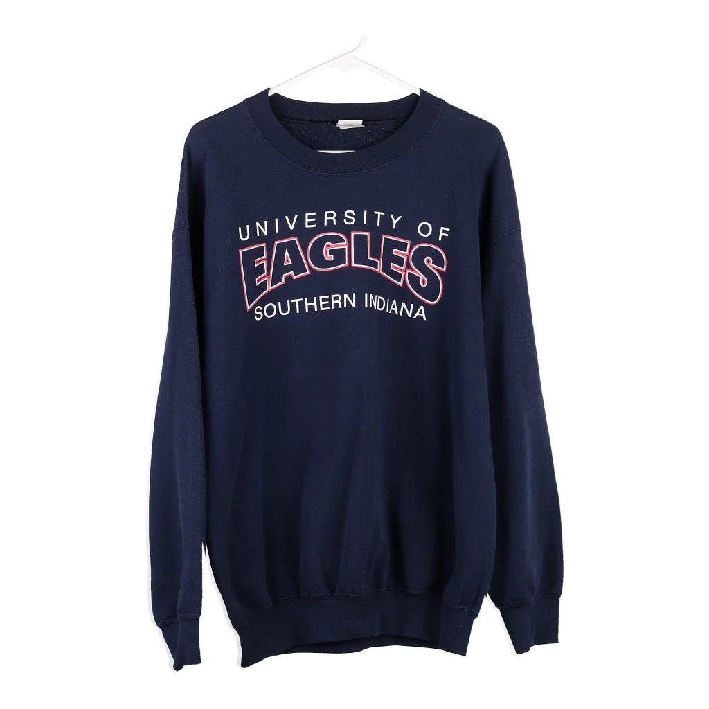 Image of University of Southern Indiana Eagles Gildan Collared Sweatshirt - Large Navy Cotton Blend