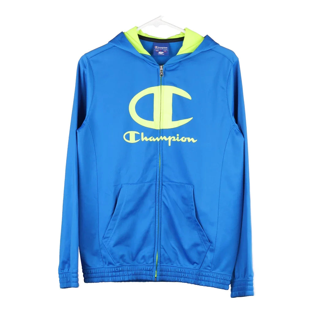 image of Age 13-14 Champion Spellout Hoodie - XL Blue Polyester