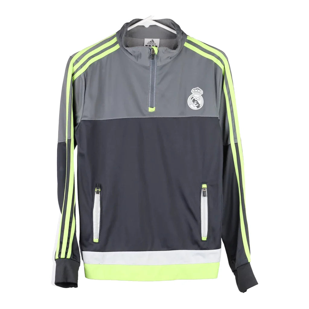 image of Age 14-16 Real Madrid Adidas Track Jacket - Medium Grey Polyester