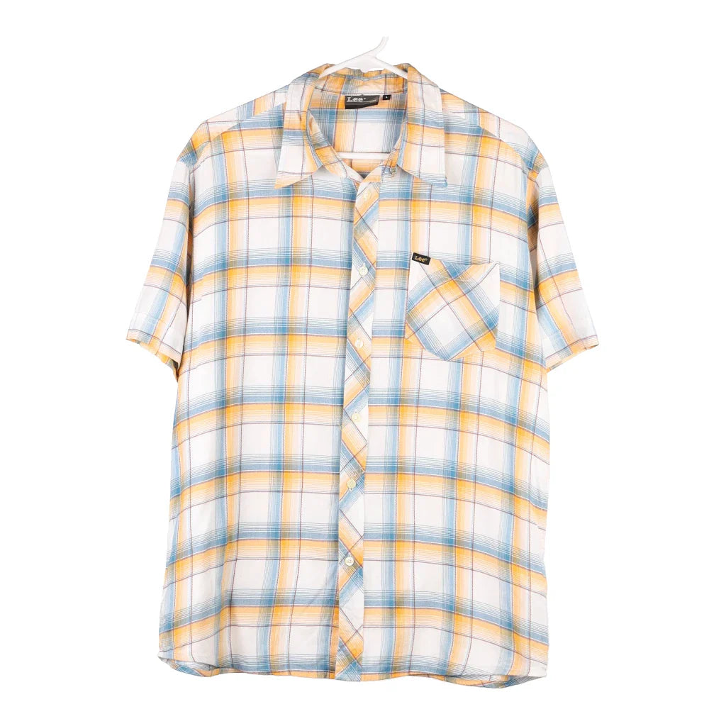 image of Lee Checked Short Sleeve Shirt - Large Beige Cotton