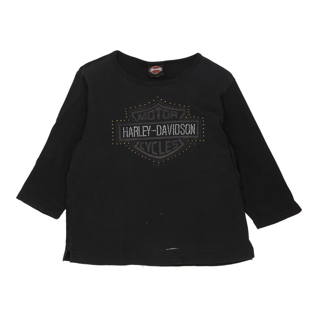 Image of Harley Davidson Long Sleeve T-Shirt - XL Black Cotton