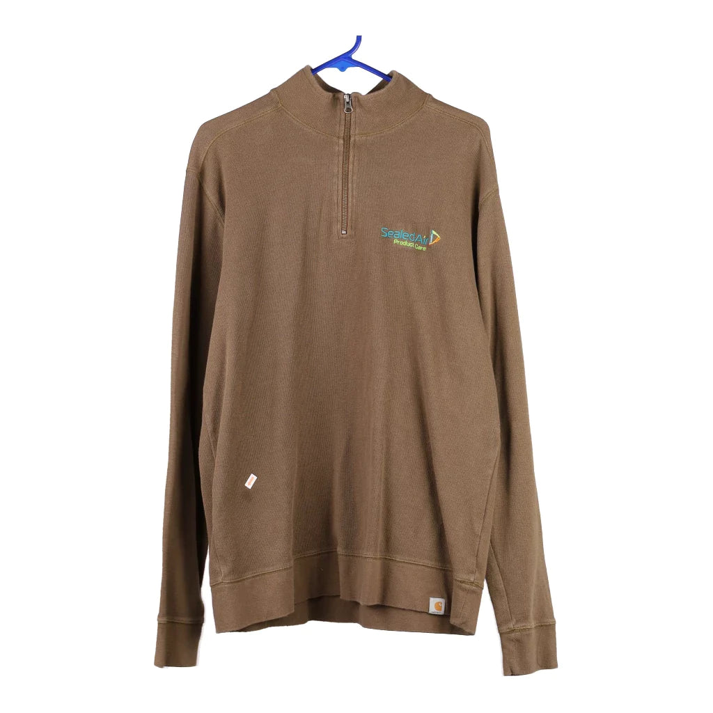 image of Carhartt 1/4 Zip - Large Brown Cotton