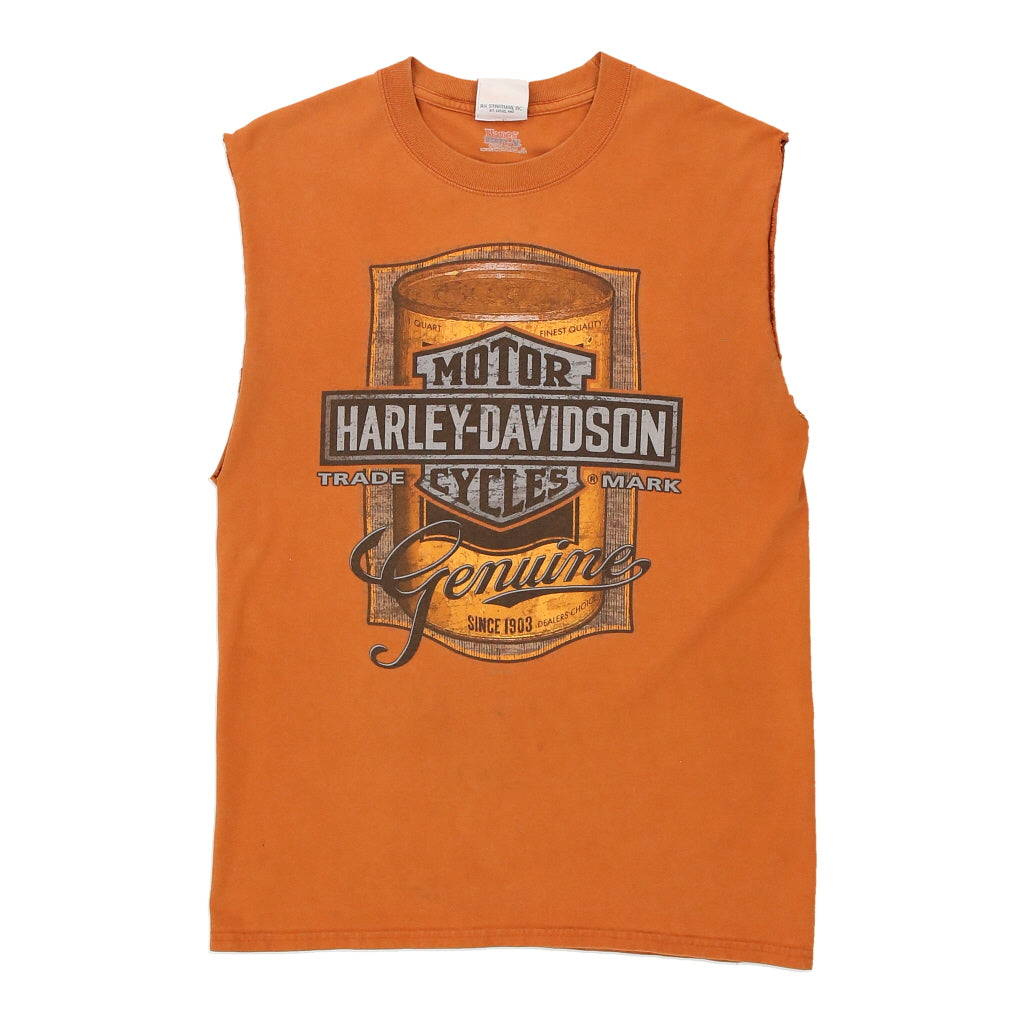 Image of Sauk Prairie Harley Davidson Graphic Vest - Small Orange Cotton