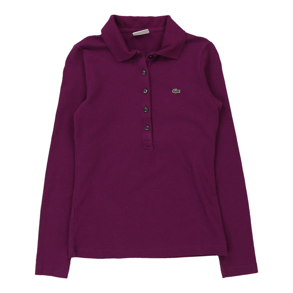 Image of Age 8-9 Lacoste Long Sleeve Polo Shirt - Medium Purple Cotton