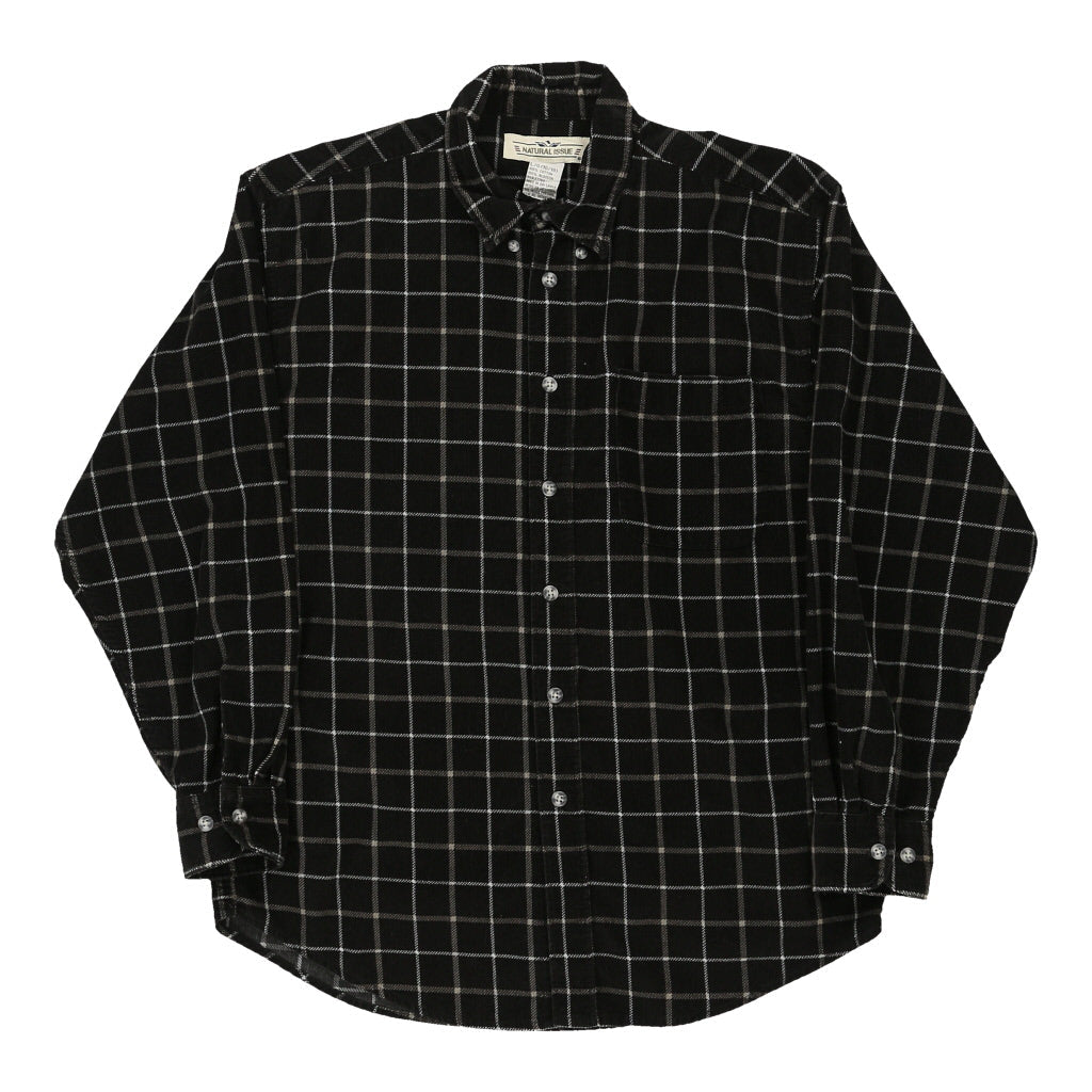 image of Age 13-14 Natural Issue Checked Cord Shirt - Large Black Cotton