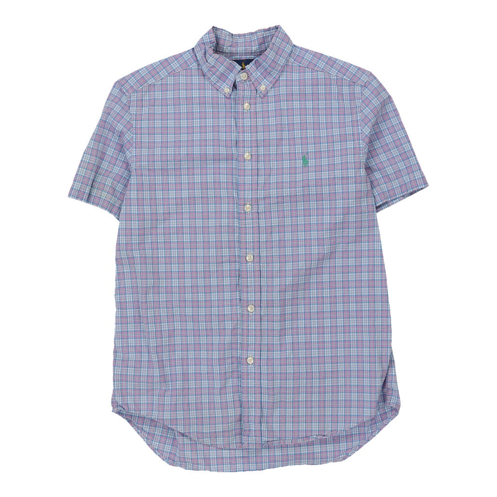 image of Age 10-12 Ralph Lauren Checked Short Sleeve Shirt - Large Blue Cotton