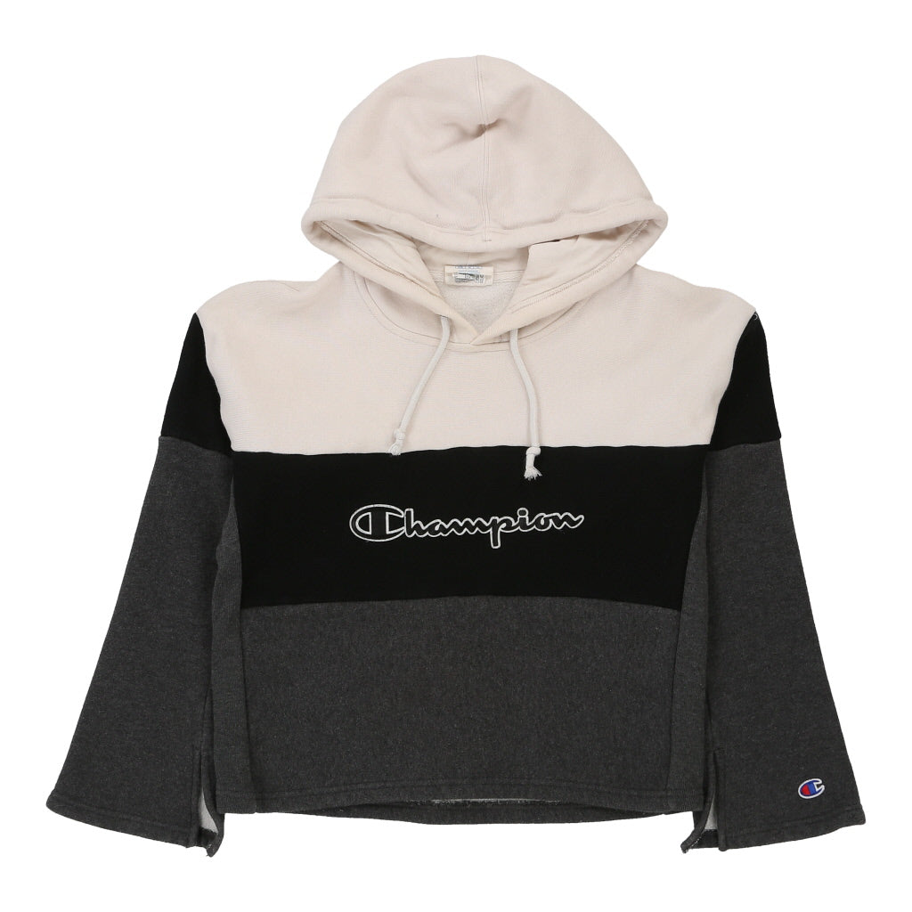 image of Reverse Weave Champion Cropped Hoodie - Medium Block Colour Cotton Blend