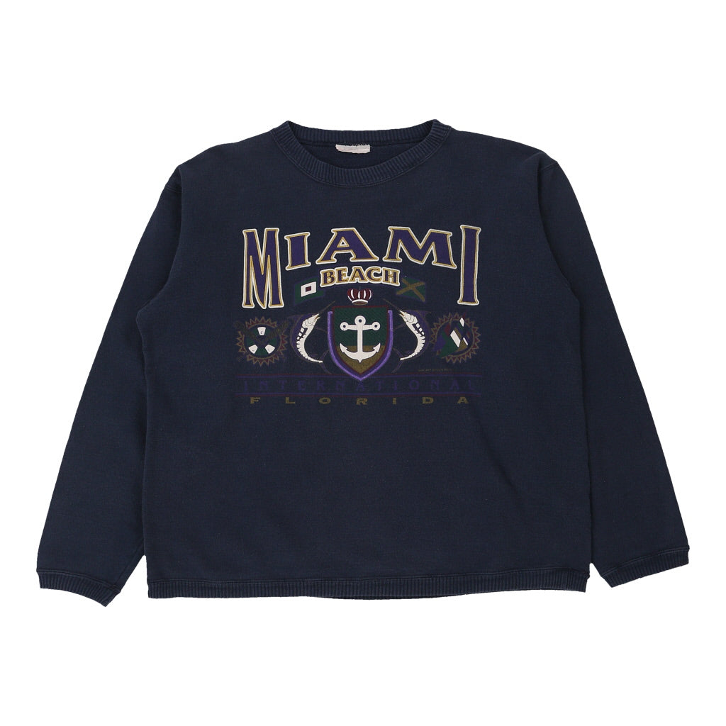 image of Miami Beach Unbranded Graphic Sweatshirt - Medium Navy Cotton Blend