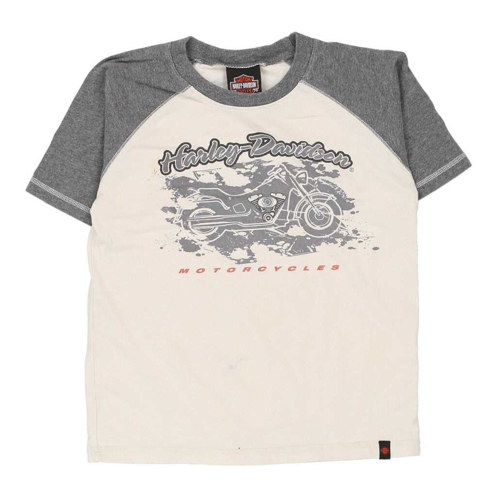 Image of Age 8-10 Harley Davidson T-Shirt - Medium Cream Cotton