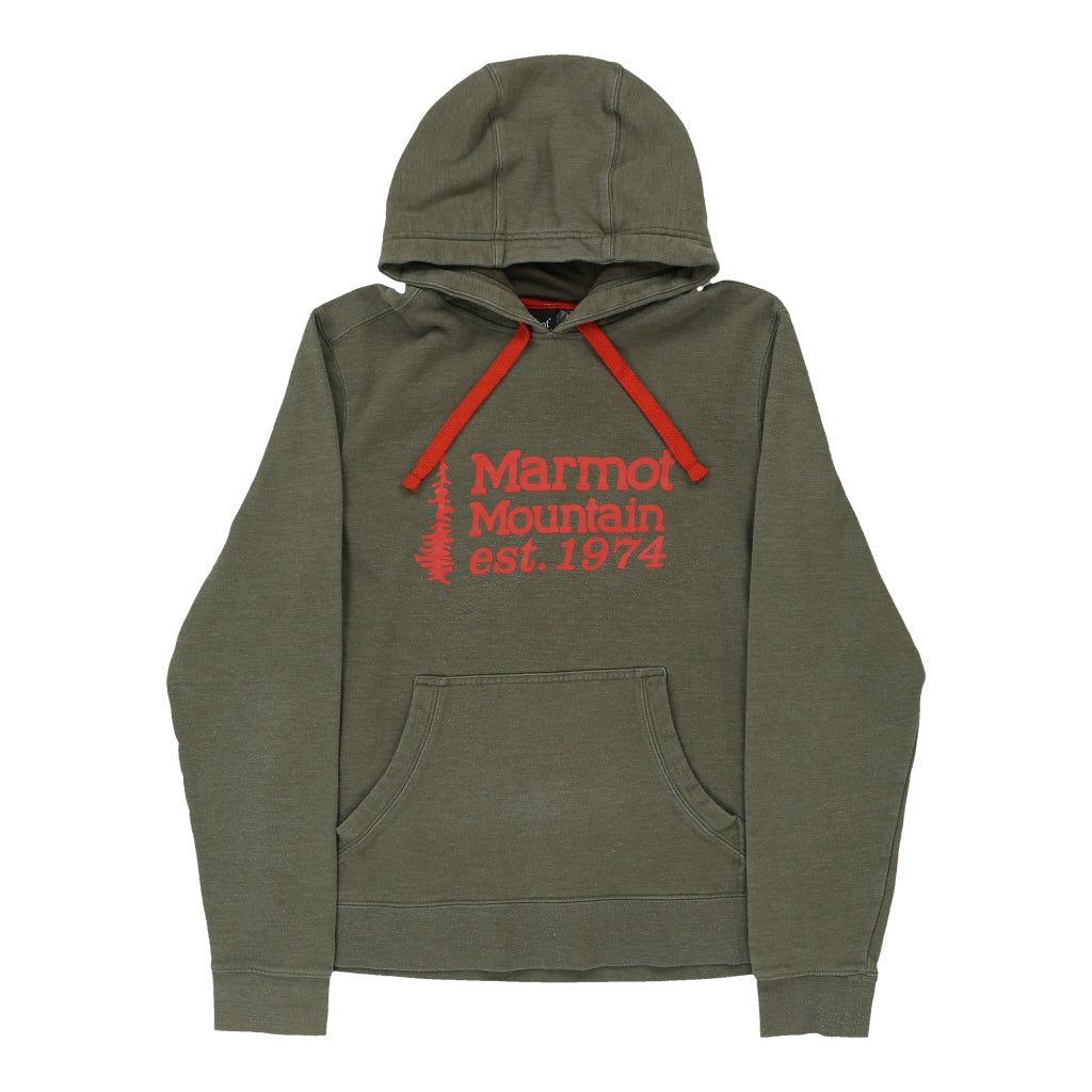 Image of Marmot Spellout Hoodie - Small Green Cotton Blend