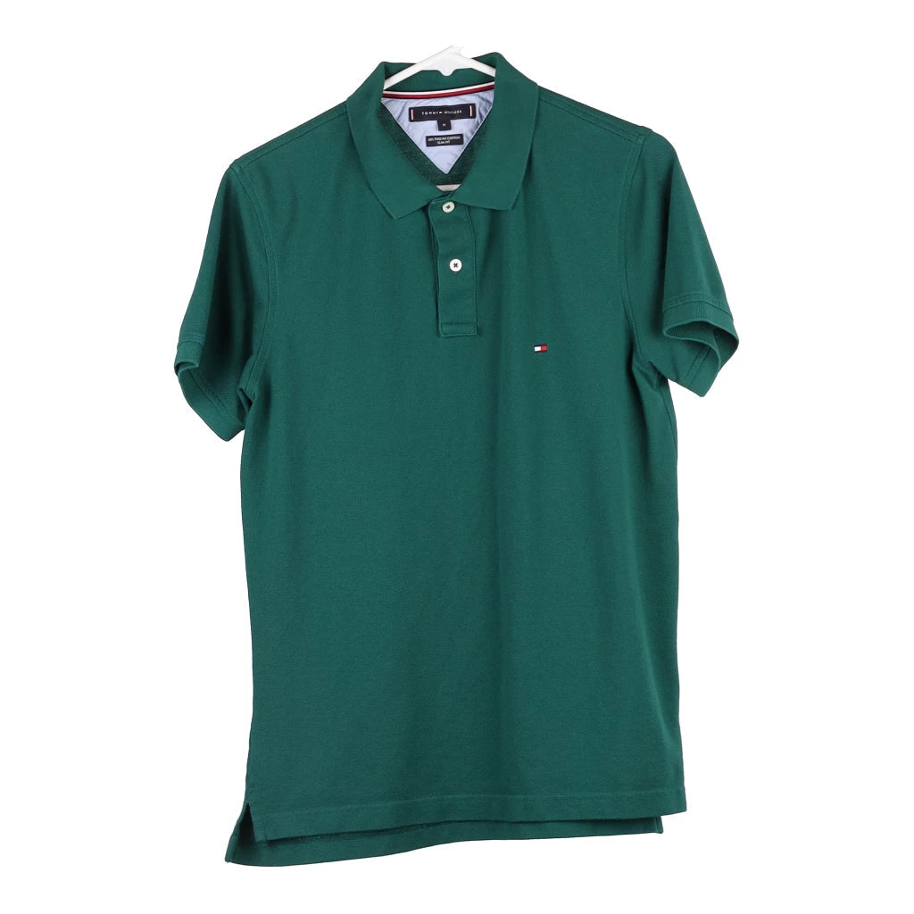 image of Tommy Hilfiger Slim Fit Polo Shirt - Medium Green Cotton