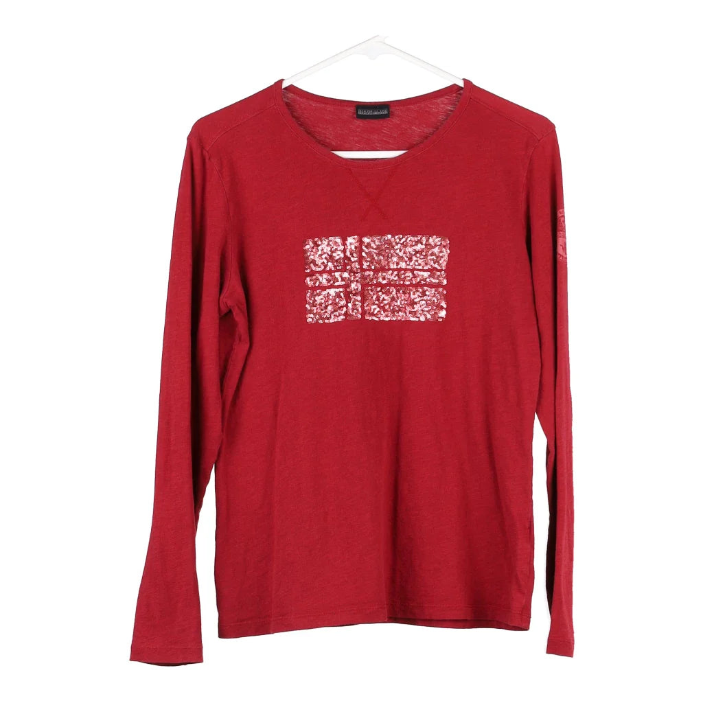 image of Napapijri Long Sleeve Top - Large Red Cotton